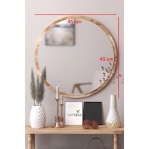 Dekoratik Yuvarlak Ayna 45 Cm Çap Antre Hol Koridor Duvar Salon Mutfak Banyo Ofis Makyaj Aynası - Ceviz Ceviz