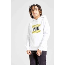 Tshirthane Pubg Baskılı Unisex Çocuk Kapüşonlu Beyaz Sweatshirt (534664089) Beyaz