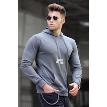 Madmext Füme Baskılı Kapşonlu Sweatshirt 5292 Füme Madmext Füme Baskılı Kapşonlu Sweatshirt 5292 Füme