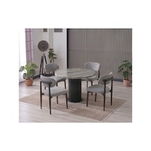 Lina Bohem 90x90 Siyah Yuvarlak Masa & 4 Polo Sandalye Seti Gri Gri