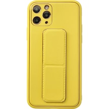 Apple iPhone  Uyumlu,  11 Pro Kılıf Coco Deri Standlı Kapak - Sarı