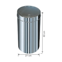 Paslanmaz Çöp Kovası Dokunmatik Döner Kapaklı 34 Litre