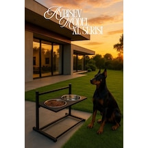 Reyo Ok-ay Store Aybisev Xl Ayarlanabilir Köpek Mama Su Kabı Standı Büyük Irklar İçin Metal Stand Siyah