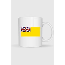Niue Bayrağı Baskılı Kupa Bardak Beyaz