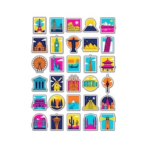 Posta Pulu Koleksiyon Pop Sticker Seti 150 Adet - 5'li Mega Paket - Laptop Defter Ajanda Etiketi Çok Renkli