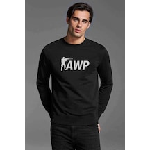 Pubg Awp Baskılı Siyah Erkek Örme Sweatshirt