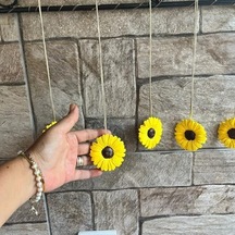 5 Li Set Dekoratif Sarı Günebakan Çiçeği Duvar Süsü, Balkon Ve Bahçe Dekorasyonu