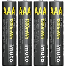 Imuto 1300mwh Aaa Şarj Edilebilir Lityum Pil 4 Lü Paket