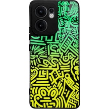 Oppo Reno 13f Neon Geometrik Tasarımlı Glossy Telefon Kılıfı Uyumlu Çok Renkli