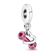 Fubena 925 Ayar Gümüş Dambıl Ve Kalp Sallantılı Charm