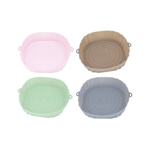 4 Adet Air Fryer Tava Silikon Sepet Yeniden Kullanılabilir Airfryer Tencere Tava Astarı Çok Renkli