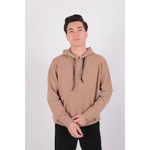 Five Pocket Fp24b2124 Erkek Kapşonlu Kanguru Cepli Sweatshirt Vizon