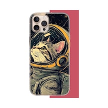 İphone 16 Pro Max Uyumlu Astronot Kedi Uv Baskılı Silikon Kılıf Renkli
