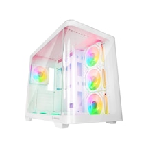 Rampage Loopy Beyaz 7 12cm Argb Fan Kontrolcü Temperli Cam Kumandalı Atx Mid-t Gaming Oyuncu Kasası
