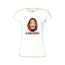 La Casa De Papel - Dali Mask Beyaz Kadın Tshirt 001