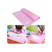Hamur Matı Silikon Ölçekli Hamur Açma Örtüsü 50x40 Cm Pembe Renk