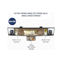 Polham Kavisli Ultra Geniş Araç İçi Dikiz Aynası Ekstra Yan Ve Kör Nokta Aynalı, Tüm Araçlara Uyumlu