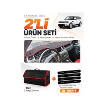 E-biz Land Rover Range Rover Sport 2005-2013 Uyumlu Torpido + Deri Çanta - Siyah-kırmızı - Lr004