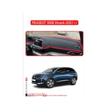 Peugeot 3008 Ekranlı 2021+ Torpido Koruma Halısı Kırmızı Kenar