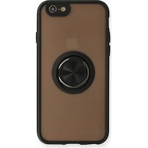 Apple İphone 6 Kılıf Montreal Yüzüklü Silikon Kapak - Siyah