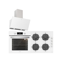 Silverline BO6504W01 - CS5335W01 - 3457 Soho 60 Beyaz Cam Ankastre Set