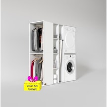 Kenzlife Çamaşır-kurutma Makinesi Dolabı Ve Giysi Dolabı Kazvini Sol Byz 180 160 60 + Tekli Duvar Rafı Hediye Beyaz