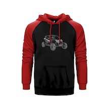 Can Am Off Road Kırmızı Renk Reglan Kol Kapşonlu Sweatshirt Kırmızı