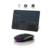 Kablosuz Bluetooth Klavye Mouse Seti Şarjlı Rgb Işıklı