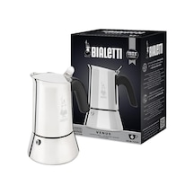 6 Cups Ocak Üstü Espresso Pişirici - 235ml - Kahverengi Gümüş Renk - Paslanmaz Çelik Gövde - Patentli Güvenlik