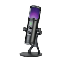 Usb Kondenser Mikrofon Kardioid Mikrofon, Rgb Renkli Işıklar Tek Düğmeyle Sessiz Kulaklık Gerçek Zamanlı