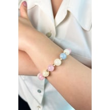 Doğal Taş Renkli Morganit Bileklik - Pembe Çok Renkli