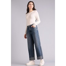 Defacto Baggy Fıt Yüksek Bel Katlamalı Paça Jean Pantolon F9599ax26spnm34 Mavi-nm34