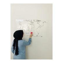 Dilsiz Dünya Haritası Yazı Tahtası Akıllı Kağıt Tahta Statik Tutu-Şeffaf