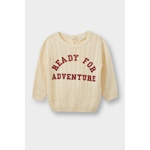 Defacto Erkek Bebek Bisiklet Yaka Baskılı Kazak F2578a525auer105 Ekru