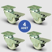4 Adet Ep01Zkc50F. Oynak Tablalı Frenli Mobilya Tekerleği. Pvc