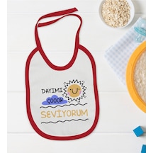 BK Kids Dayımı Çok Seviyorum Tasarımlı Kırmızı Bebek Mama Önlüğü- Kırmızı