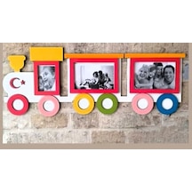 Çerçeve Çocuk Odası İçin Tasarım 3 Fotoğraflık Renkli Kişiye Özel İsim