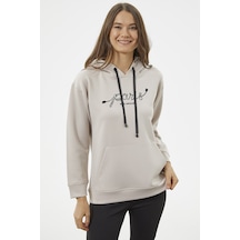 Kanguru Cepli Kapüşonlu Sweatshirt - Bej 001