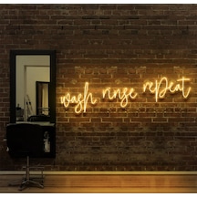 Wash Ringe Repeat Yazılı Neon Tabela Sarı