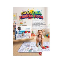 Boya Beni Yıkanabilir 100x150 Cm 12 Farklı Renkli Keçeli Kalemli Eğitici Oyuncak Boyama Halısı