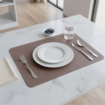 2 Adet Deri Mürdüm Çift Taraflı Kenar Dikişli Amerikan Servis 33x44 Cm-kolay Silinebilir Supla Vizon