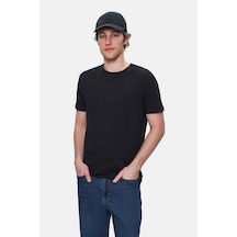 Ucla Harper Siyah Bisiklet Yaka Nakışlı Standard Fit Erkek Tshirt Siyah