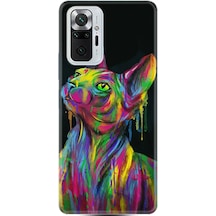 Xiaomi Redmi Note 10 Kılıf Desenli Color Cat 1754 Siyah