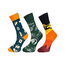 3'lü Unısex Bilim, Doğa Ve Hayvan Temalı Esnek Nem Alabilen Pamuklu Spor Soket Çoraplar Çok Renkli