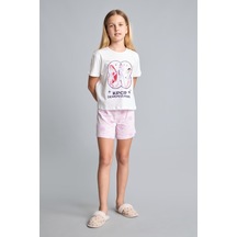 Defacto Kpop - Demon Hunters Lisanslı Regular Fıt Elastik Bel 2li Ekru Pijama Takımı Kız Çocuk H8098a826smer105 Ekru-er105