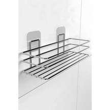 Yapışkanlı Banyo Düzenleyici Banyo Aksesuar Şampuanlık Krom Gri Diğer