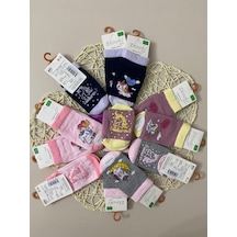 Ekinoks Socks Ekinoks Dora Abs Alt Baskılı Asorti Dikişsiz Kız Çocuk Patik Çorap 12li Set 3305 Renkli