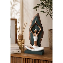 Valerine Life Zenora Yapraklı Yoga Motifli Biblo Vazo Seti Salon Konsol Masaüstü Ev Aksesuarı