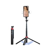 Butu P160d-2 1,6 M Uzatılabilir Selfie Çubuğu Sabit Tripod Standı, Çift Dolgu Işığı Ve Kablosuz Bluetooth Uzaktan Kumanda İle