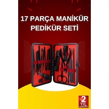 17 Parça El Ayak Bakım Seti Tırnak Temizleme Manikür Pedikür Cımbız Törpü Tırnak Makası 07827655